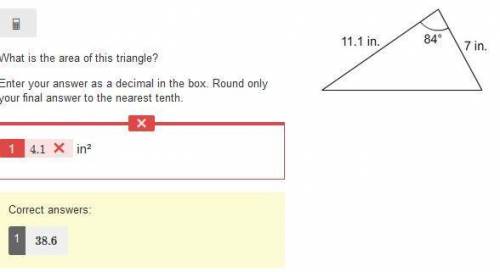 What is the area of this triangle?  enter your answer as a decimal in the box. round only your final