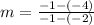 m=\frac{-1-\left(-4\right)}{-1-\left(-2\right)}