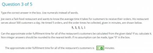 Question 6 of 14 Type the correct answer in the box. Use numerals instead of words. Joe owns a fast-