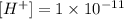[H^+] = 1 \times 10^{-11}
