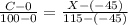 \frac{C- 0 }{100-0} =\frac{X-(-45)}{115-( -45) }