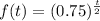 f(t) = (0.75)^\frac{t}{2}