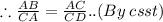 \therefore \frac{AB}{CA} =\frac{AC}{CD}.. (By\: csst)