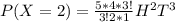 P(X=2) = \frac{5*4*3!}{3!2*1} H^2T^3
