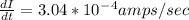 \frac{dI}{dt} =3.04*10^-^4amps/sec