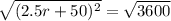 \sqrt{(2.5r + 50)^2} = \sqrt{3600}
