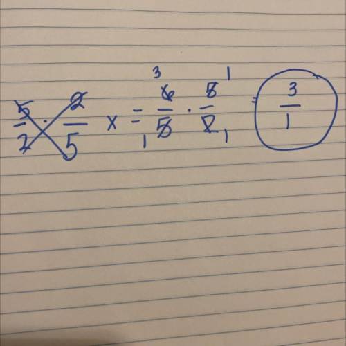 Solve for x. 2/5 x = 6/5A x=12/25B x=12/5C x=3D x=6​