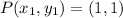 P (x_1,y_1) = (1,1)