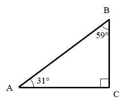 In triangle ABC, m
hypotenuse: AB, BC, or CA?