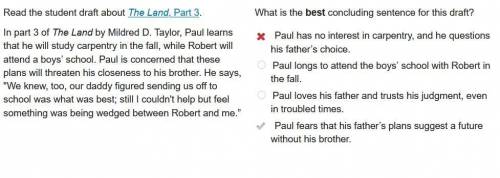 What is the best concluding sentence for this draft?

O Paul has no interest in carpentry, and he qu