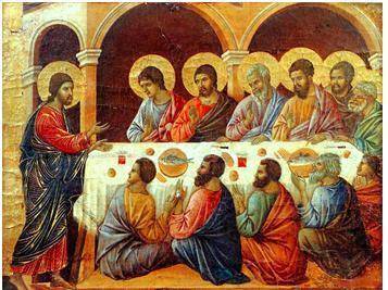 Look at this painting by Duccio. This painting departs from earlier medieval art because it:￼