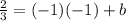 \frac{2}{3}  = ( - 1)( - 1) + b