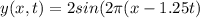 y(x,t)=2sin(2\pi( x-1.25 t)