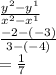 \frac{y^2-y^1}{x^2-x^1} \\\frac{-2-(-3)}{3-(-4)} \\= \frac{1}{7} \\