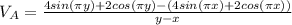 V_A=\frac{4 sin(\pi y) + 2 cos(\pi y)-(4 sin(\pi x) + 2 cos(\pi x))}{y-x}
