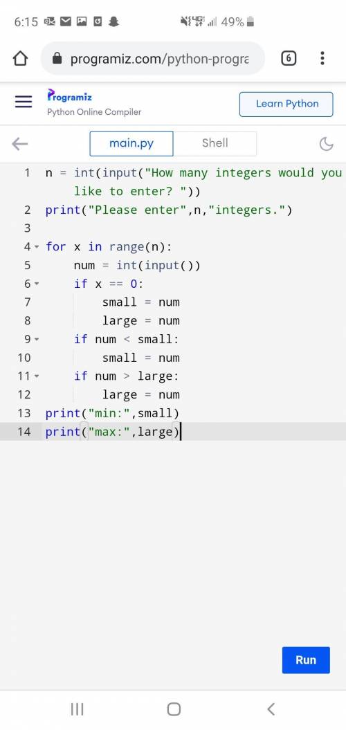 Write a program using python 3 that asks the user how many integers they would like to enter. You ca