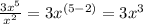 \frac{3x^{5}}{x^{2}} = 3x^{(5 - 2)} = 3x^{3}