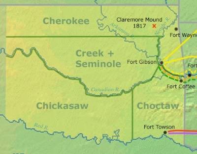 The map attached shows how indian territory was divided among the five tribes after indian removal. 