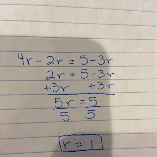 I got my question as 4r-2r=5-3r, how do i solve this