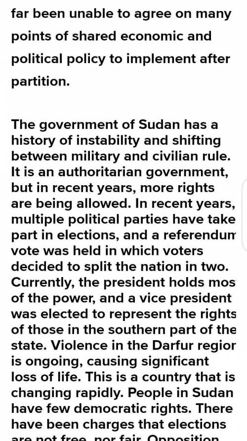 Describe the government of Sudan and the challenges it is currently facing