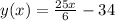 y(x) = \frac{25x}{6} - 34