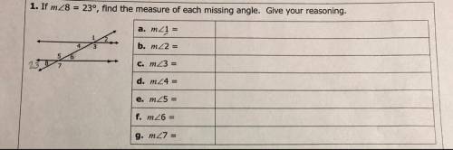 Given m∠8 = 123° and m∠11 = 79°, find the measure of each missing angle.

m∠14 = 
m∠9 = 79
m∠4 = 
m∠