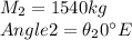 M_2= 1540kg  \\Angle 2=\theta_2 0\textdegree E