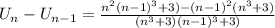 U_{n} - U_{n-1} = \frac{n^{2}(n-1)^{3} +3)-(n-1)^{2} (n^{3} +3) }{(n^{3} +3)(n-1)^{3} +3)}
