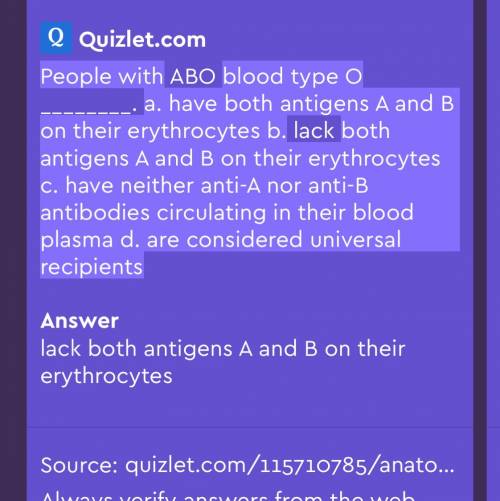 People with blood type o  a have both antigens a and b on their erythrocytes black both antigens a a