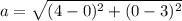 a=\sqrt{(4-0)^2+(0-3)^2}