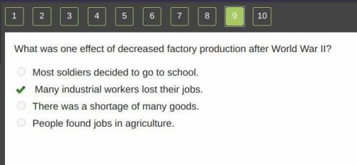 What was one effect of decreased factory production after World War II?

Most soldiers decided to go