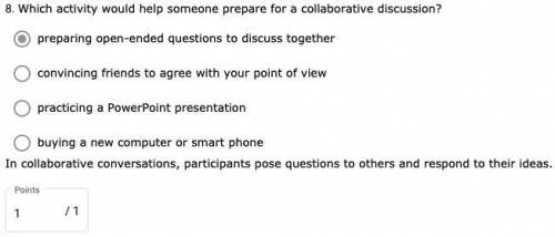 PLZ ANWER IF U 100% know the answer

Which activity would help someone prepare for a collaborative d