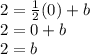 2 =  \frac{1}{2} (0) + b \\ 2 = 0 + b \\ 2 = b