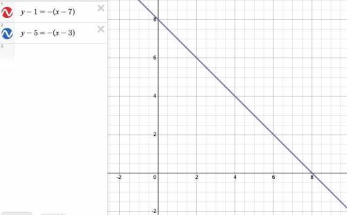 Write the point-slope equation of the line that passes through(3,5) and (7,1)