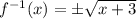 f^{-1}(x)=\pm \sqrt{x+3}