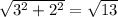 \sqrt {3^2 + 2^2} = \sqrt {13}