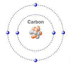 A carbon atom has six protons, six neutrons, and six electrons. How would a Bohr model show the prot