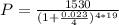 P = \frac{1530}{(1 + \frac{0.023}{4})^{4*19}}