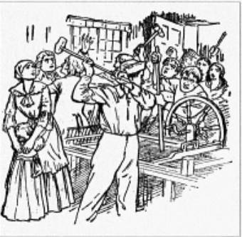 Which development in the Industrial Revolution caused workers to react in the way pictured here?

A.