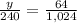 \frac{y}{240} = \frac{64}{1,024}