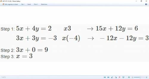 A student solved a system of equations by elimination. Describe and correct the error made in the pa