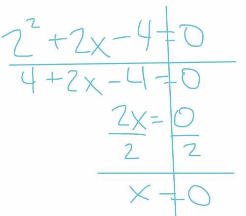 Can you help me find the solution to this problem
2^2+2x-4=0