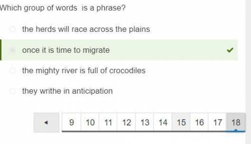 Which group of words is a phrase? They writhe in anticipation the mighty river is full of crocodiles