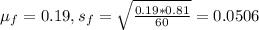 \mu_f = 0.19, s_f = \sqrt{\frac{0.19*0.81}{60}} = 0.0506