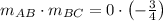 m_{AB}\cdot m_{BC} = 0\cdot \left(-\frac{3}{4} \right)