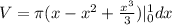 V = \pi (x-x^2+\frac{x^3}{3})|_{0}^{1} dx