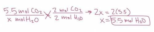 How many moles of H₂O can be produced when 5.5 moles of CO₂ is produced? C₂H₄ + 3 O₂ --> 2 CO₂ +