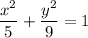 \displaystyle \frac{x^2}{5}+\frac{y^2}{9}=1
