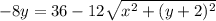 -8y=36-12\sqrt{x^2+(y+2)^2}