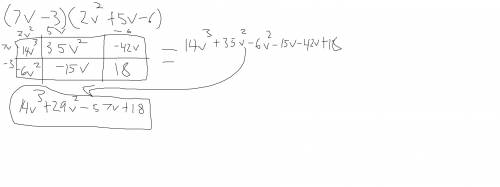 (7v-3)(20^2+5v-6)
Simplify your answer.
Box Method